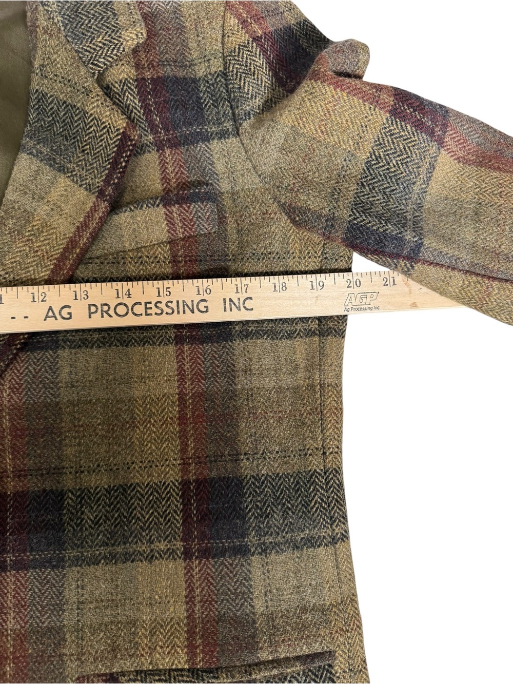 Vintage Eddie Bauer 100% Wool Plaid Blazer Jacket Small Dark Academia Equestrian - Picture 4 of 9